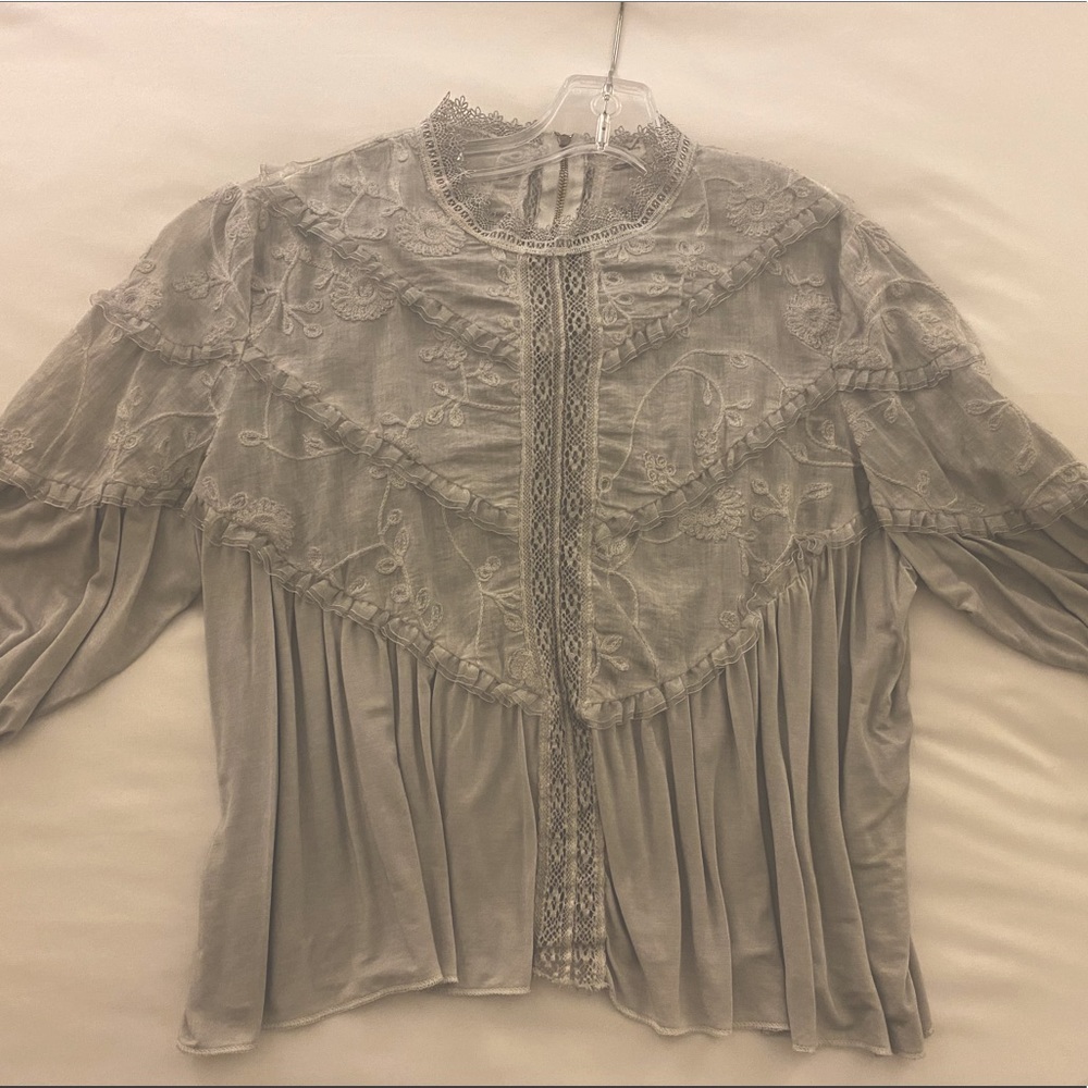 Grey high neck blouse
